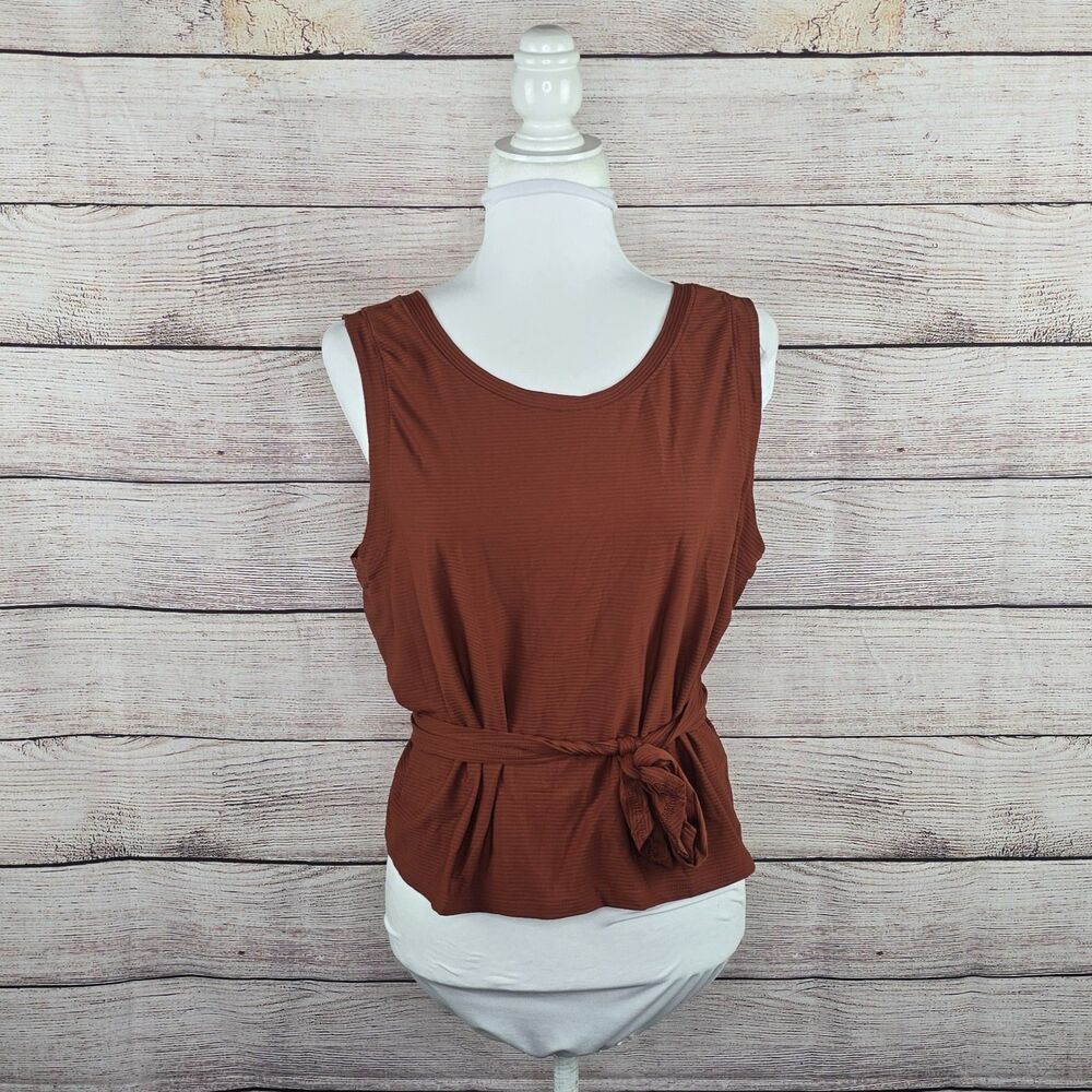 CALIA Activewear Workout Crop Wrap & Tie Tank Top Rust Orange Size XL